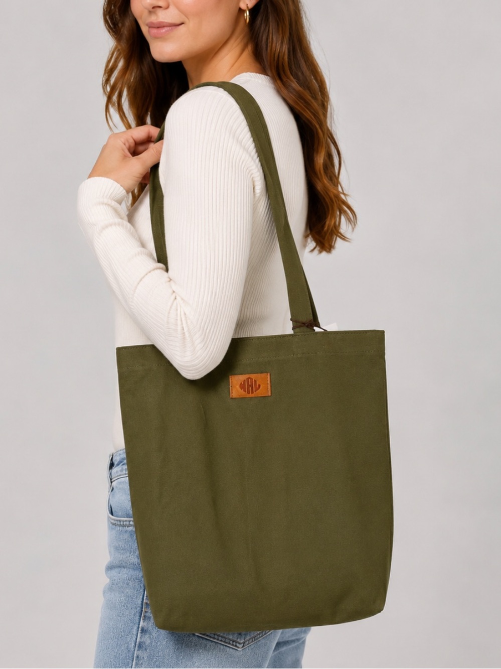 NWT New Amsterdam Leatherworks Tote Shoulder Bag in Olive Green